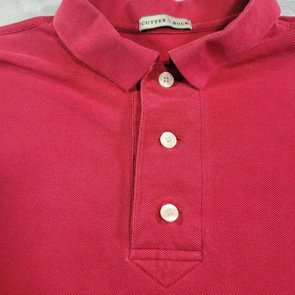 Cutter & Buck Pinehurst 1895 Polo Shirt Mens Large Red Golf Cotton Knit Logo